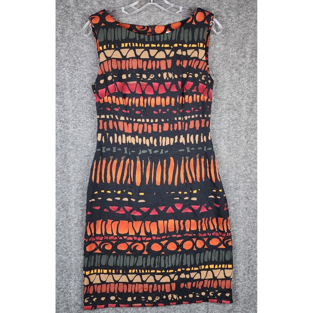 Dressbarn Sheath Dress Womens‎ 6 Multi Color Tribal Geometric Abstract 1X703513M